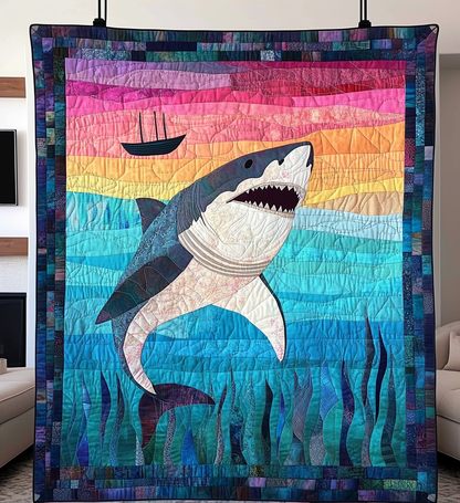 Great White Teeth Quilted Blanket