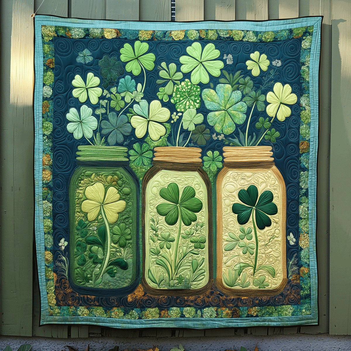 Green Clover Glow Quilted Blanket