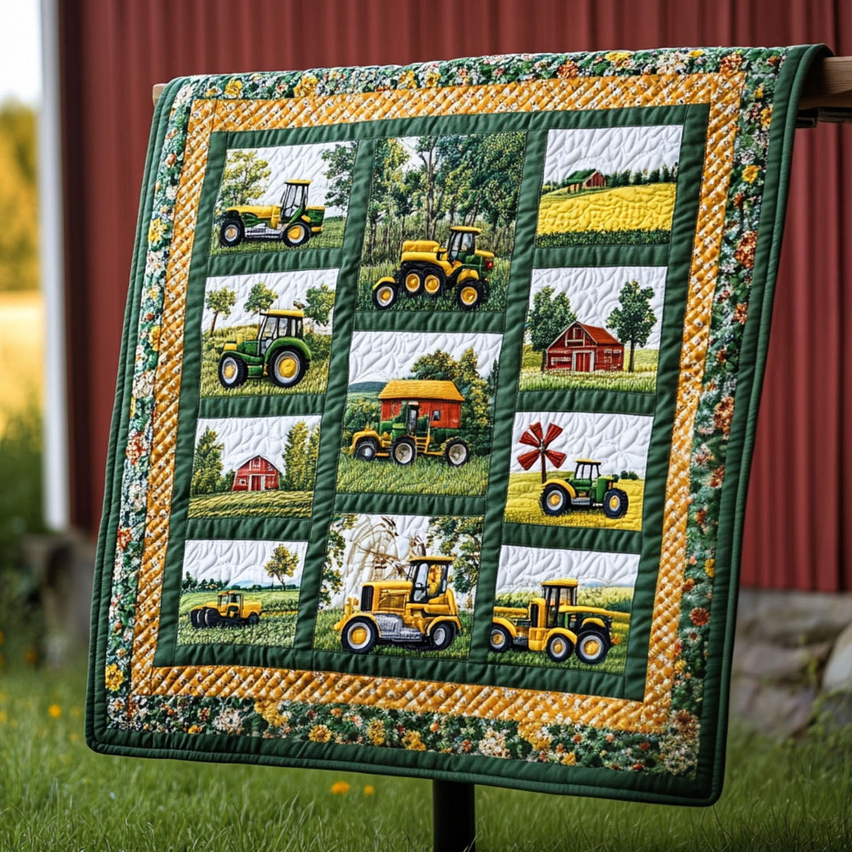 Green Pastures Quilted Blanket