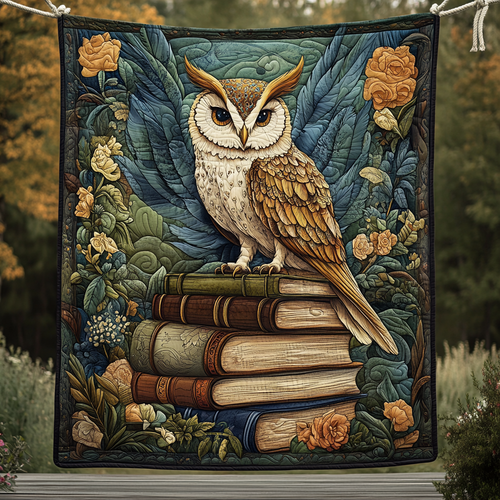 Guardian of Knowledge Quilted Blanket
