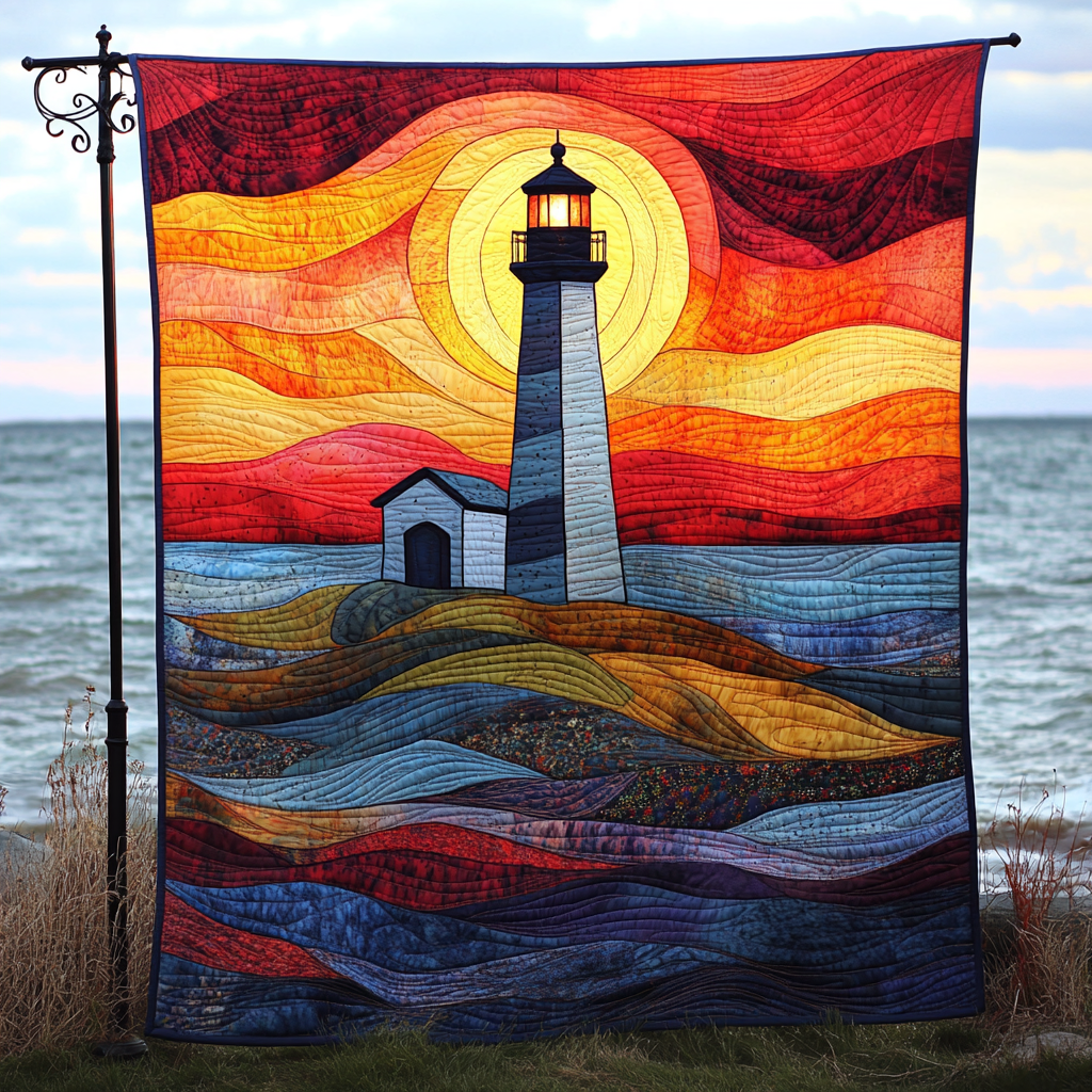 Guiding Star Lighthouse Quilted Blanket
