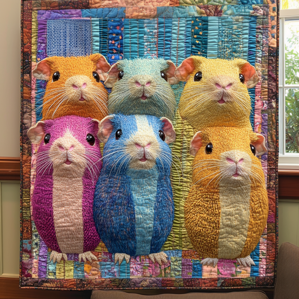 Guinea Whimsy Quilted Blanket