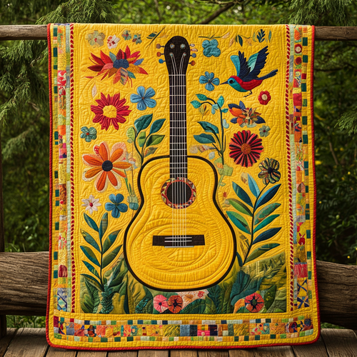 Guitar Garden Quilted Blanket