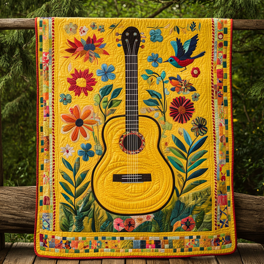 Guitar Garden Quilted Blanket