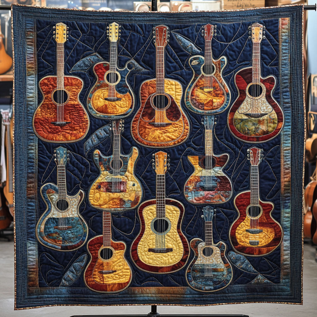Guitar Serenade Quilted Blanket