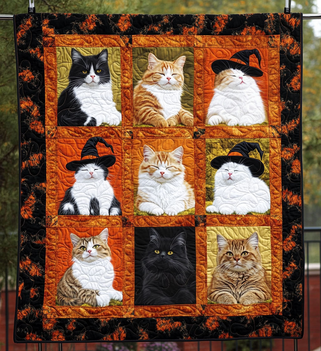 Halloween Feline Quilted Blanket