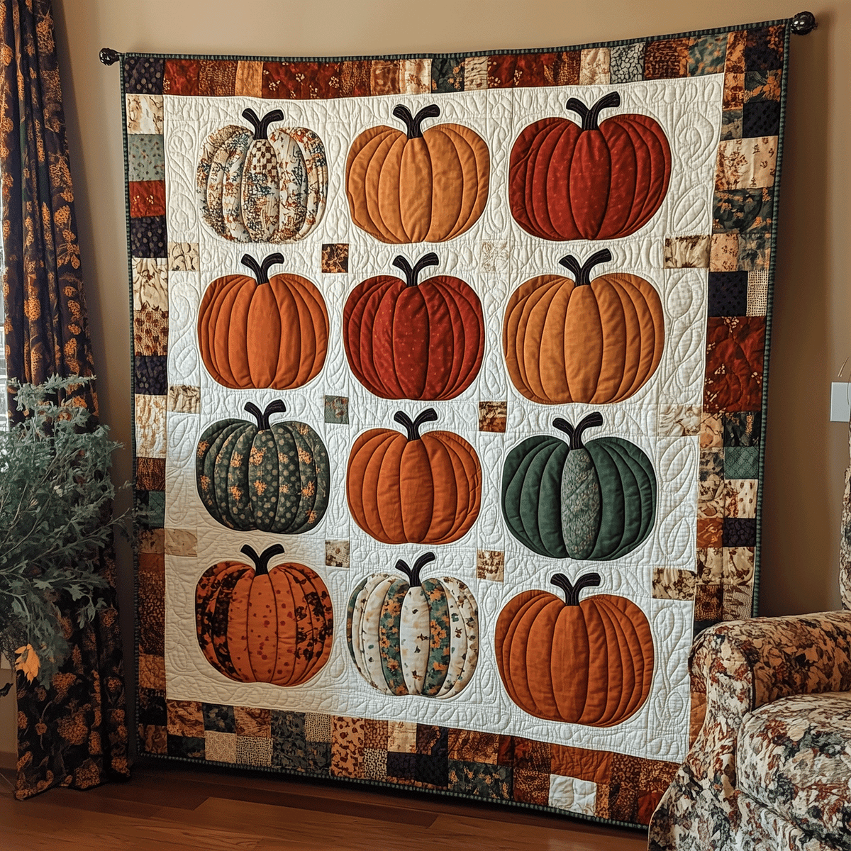 Halloween Pumpkin Quilted Blanket