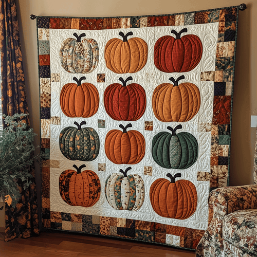 Halloween Pumpkin Quilted Blanket