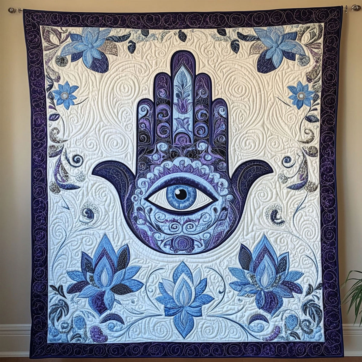 Hamsa of Balance Quilted Blanket