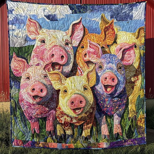 Happiest Hogs Quilted Blanket