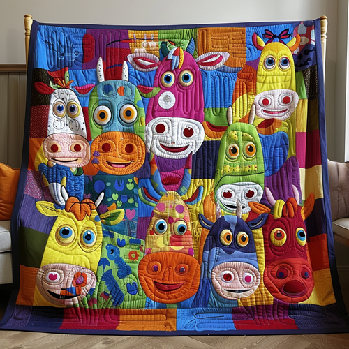 Happy Moo Quilted Blanket