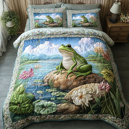 Happy Frog 3-Piece Quilted Bedding Set