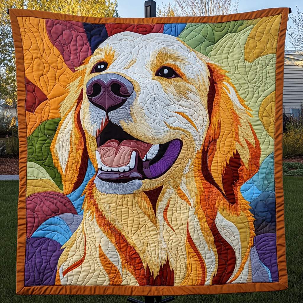 Happy Golden Glow Quilted Blanket