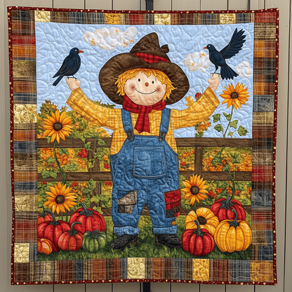 Happy Harvest Scarecrow Quilted Blanket
