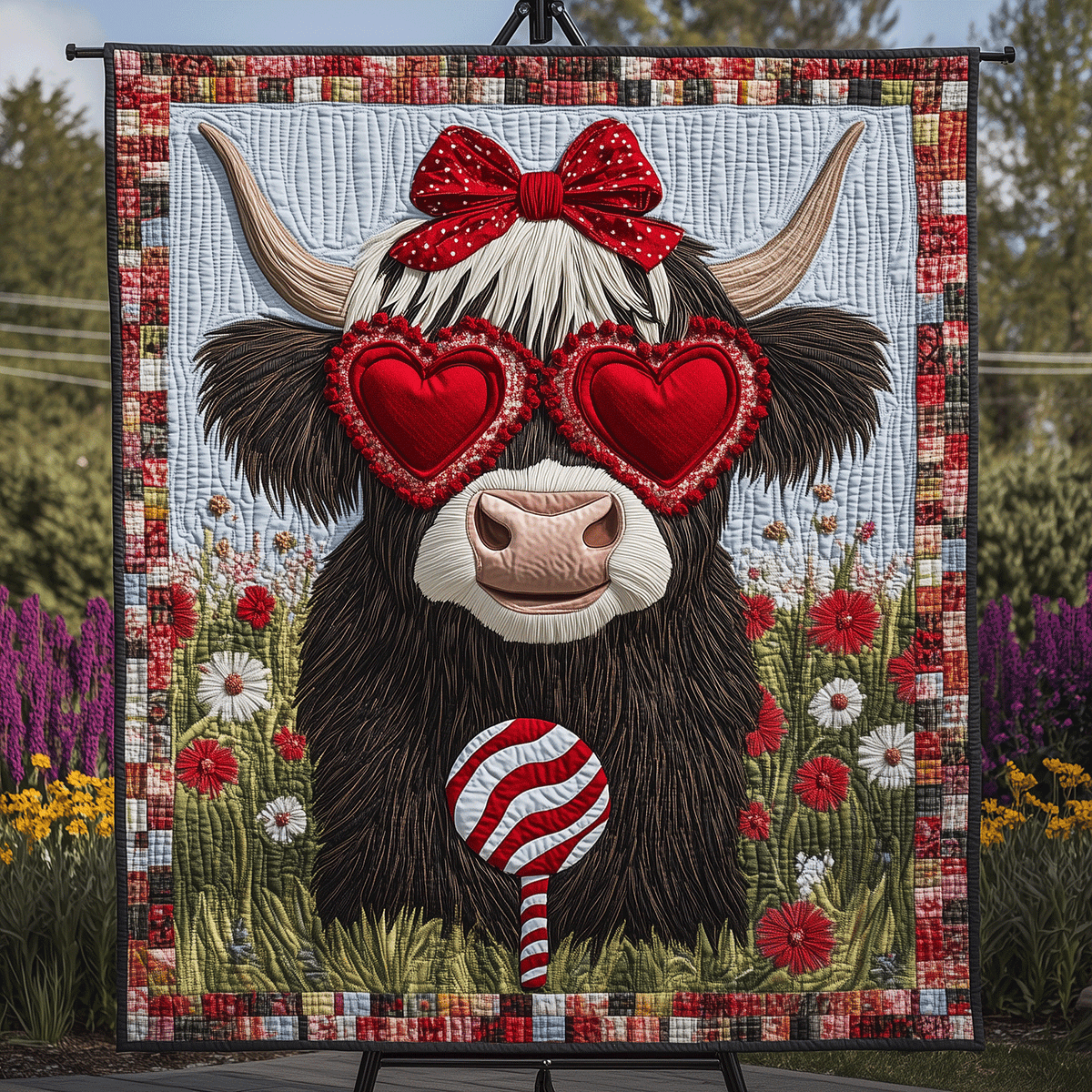 Happy Highland Cow Quilted Blanket