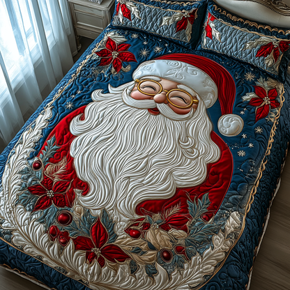 Happy Santa 3-Piece Quilted Bedding Set