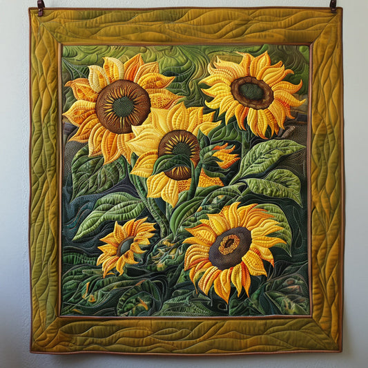 Harvest Moon Sunflowers Quilted Blanket