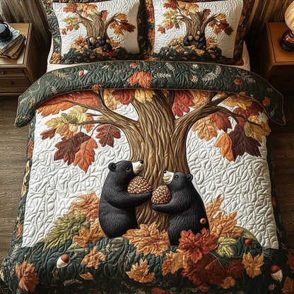 Harvest Bear Parade 3-Piece Quilted Bedding Set