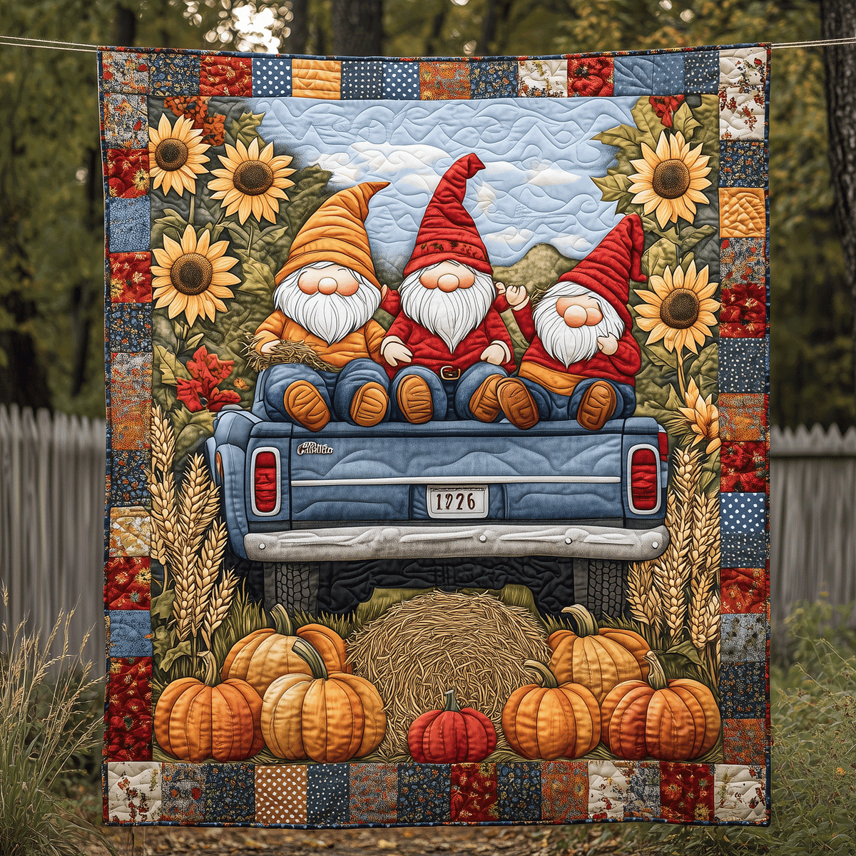 Harvest Gnomes Quilted Blanket