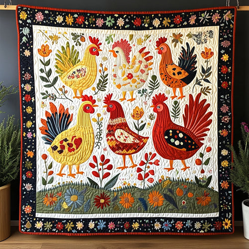 Harvest Henhouse Quilted Blanket