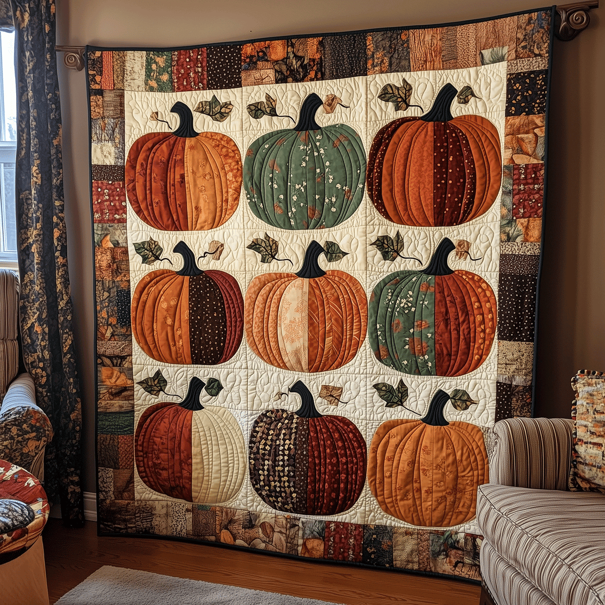 Harvest Pumpkin Quilted Blanket