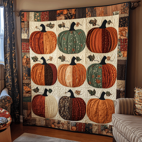 Harvest Pumpkin Quilted Blanket