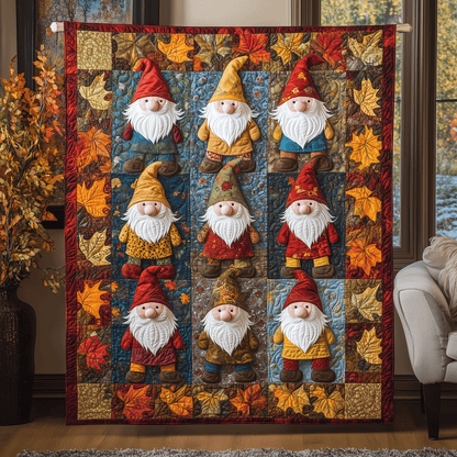 Harvesting Gnomes Quilted Blanket