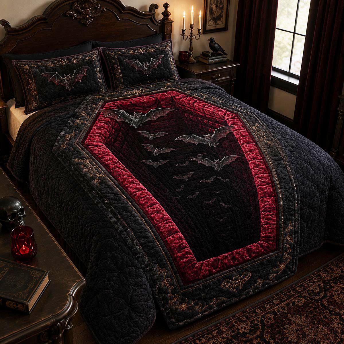 Haunted Coffin 3-Piece Quilted Bedding Set
