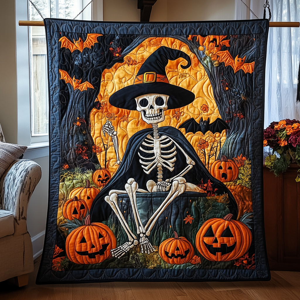 Haunting Twist Halloween Quilted Blanket