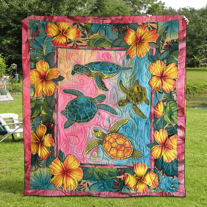 Hawaiian Turtle Quilted Blanket