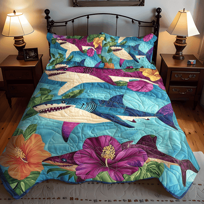 Hawaiian Shark 3-Piece Quilted Bedding Set