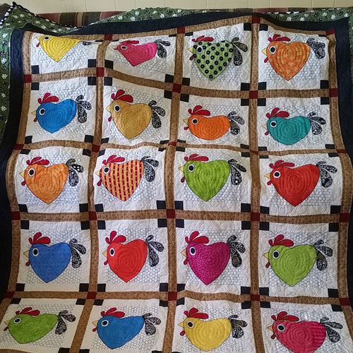 Heart Chicken Quilted Blanket