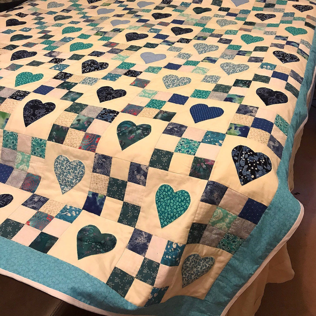 Heart Patchwork Quilted Blanket