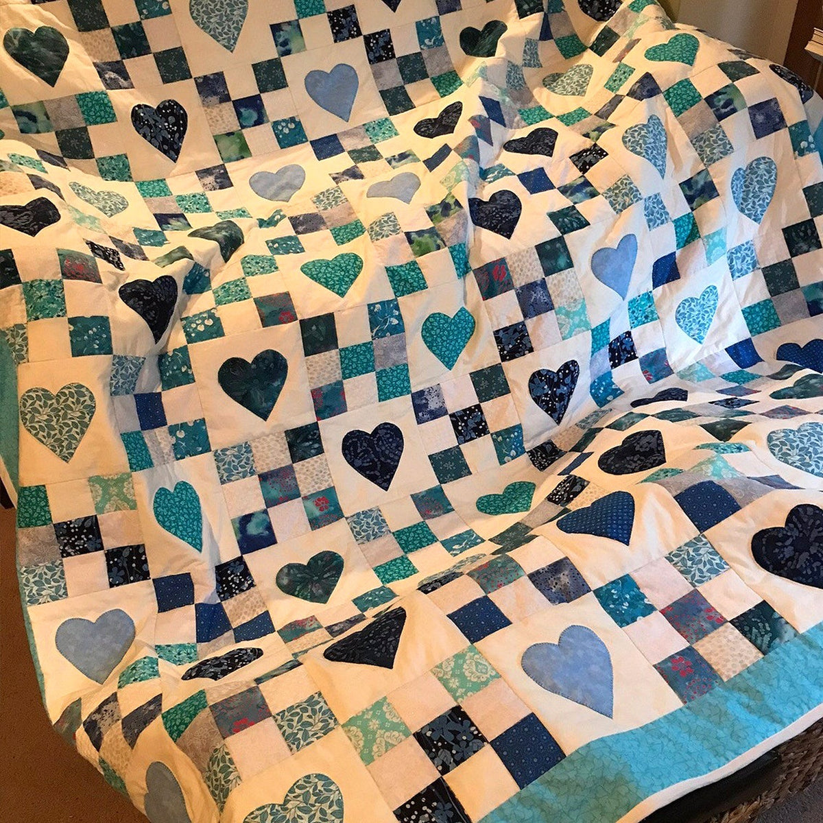 Heart Patchwork Quilted Blanket