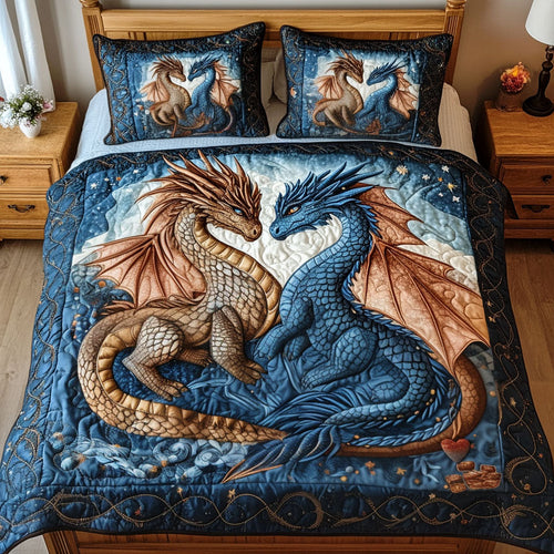 Heart of Dragons 3-Piece Quilted Bedding Set