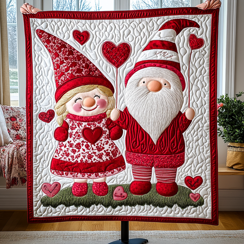 Heartfelt Gnomes Quilted Blanket