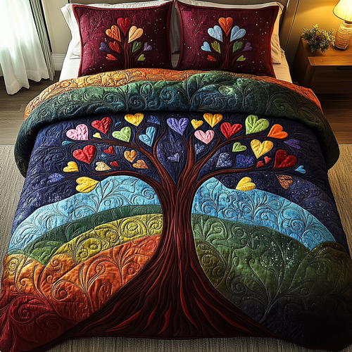 Heartful Roots 3-Piece Quilted Bedding Set