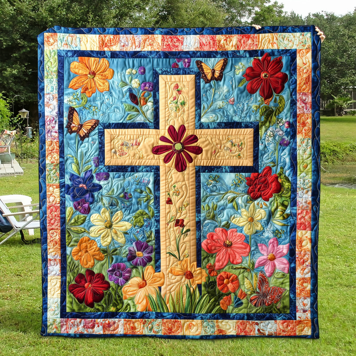 Heavenly Cross Quilted Blanket