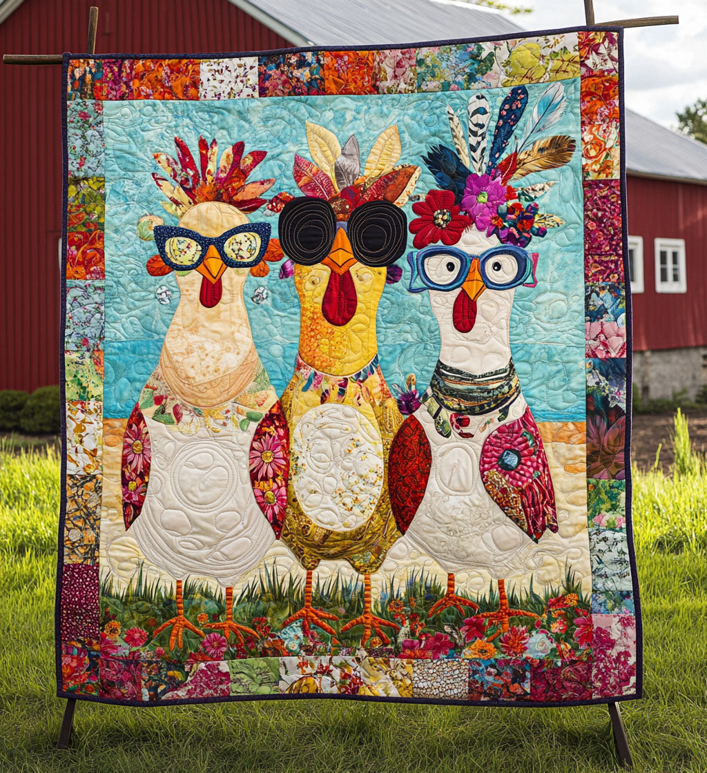 Henhouse Harmony Quilted Blanket