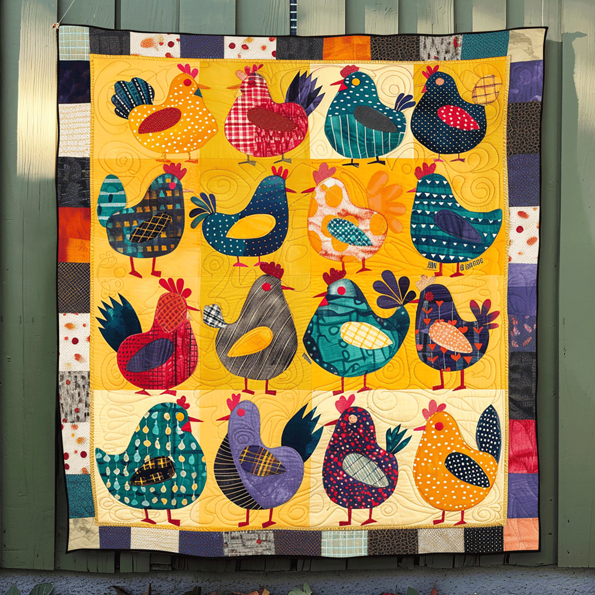 Hens Collection Quilted Blanket