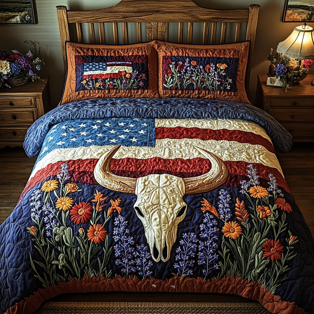 Heritage Horns 3-Piece Quilted Bedding Set