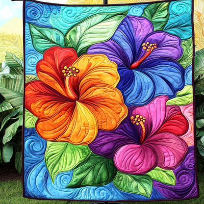 Hibiscus Dreamscape Quilted Blanket