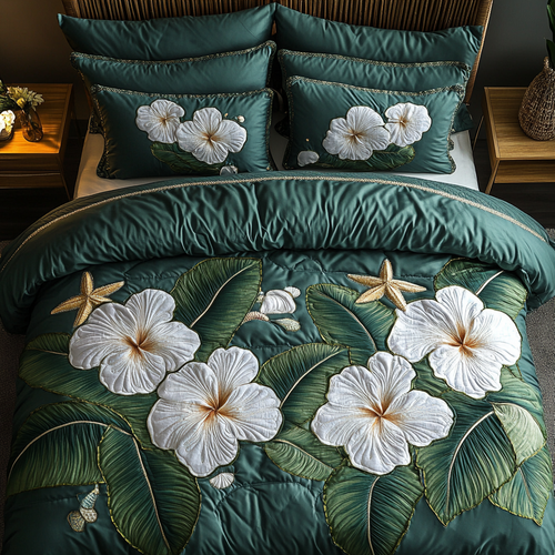 Hibiscus Paradise 3-Piece Quilted Bedding Set