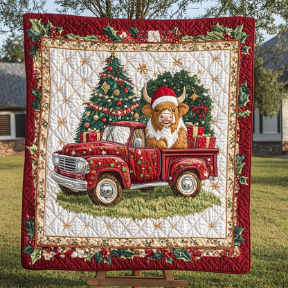 Highland Holly Jolly Quilted Blanket