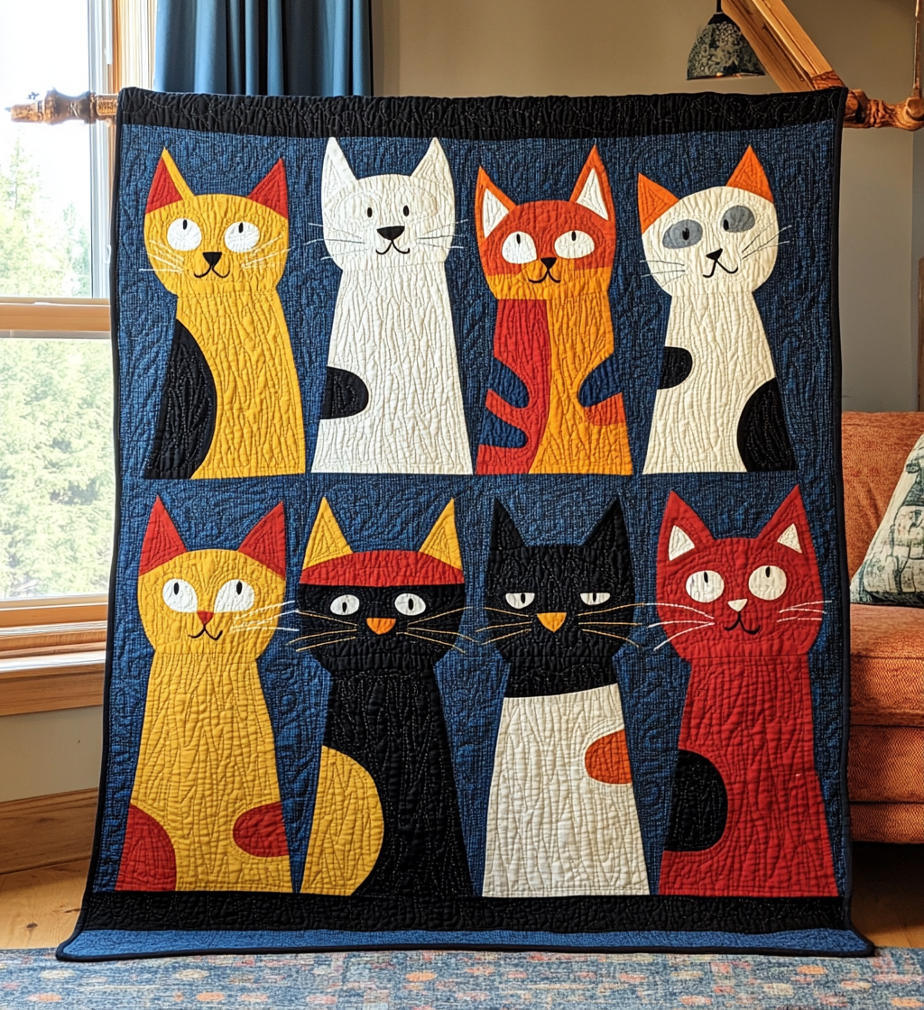 Hilarious Kitty Quilted Blanket