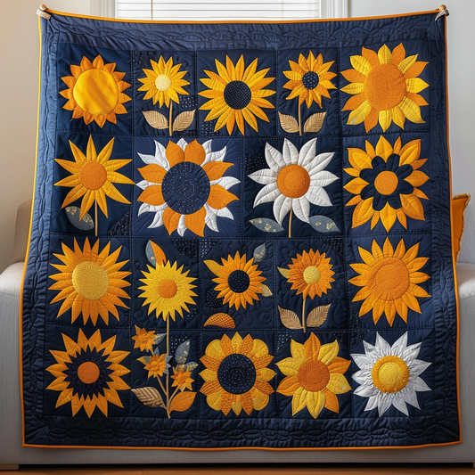 Hilarious Sunflowers Quilted Blanket