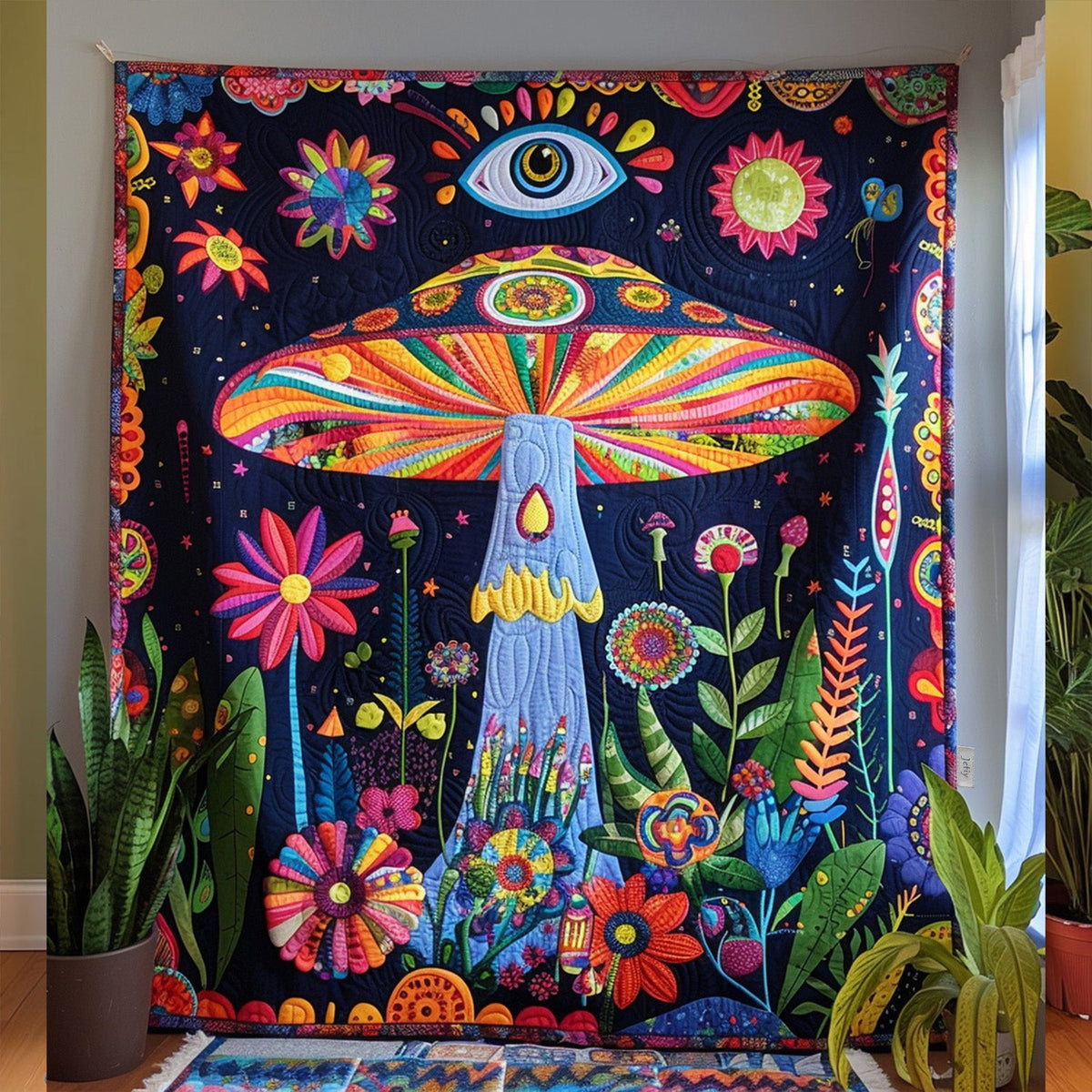 Hippie Harmony Quilted Blanket