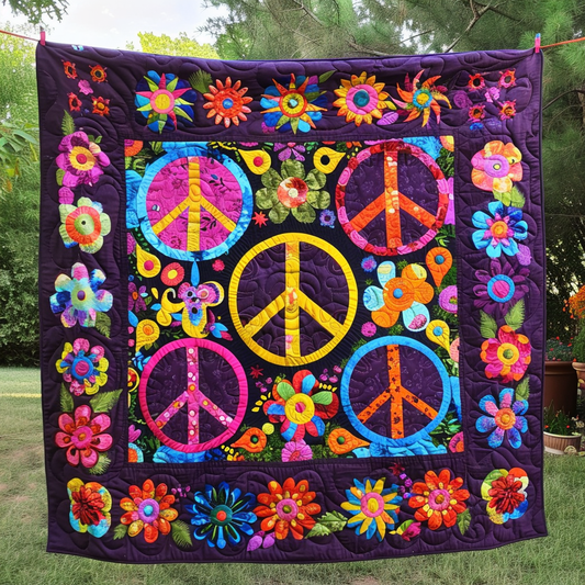 Hippie Purple Quilted Blanket