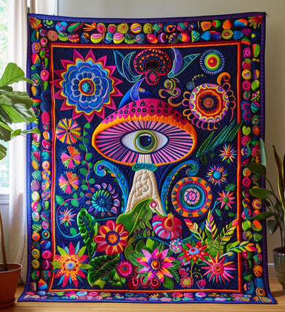 Hippie Shroom Haven Quilted Blanket
