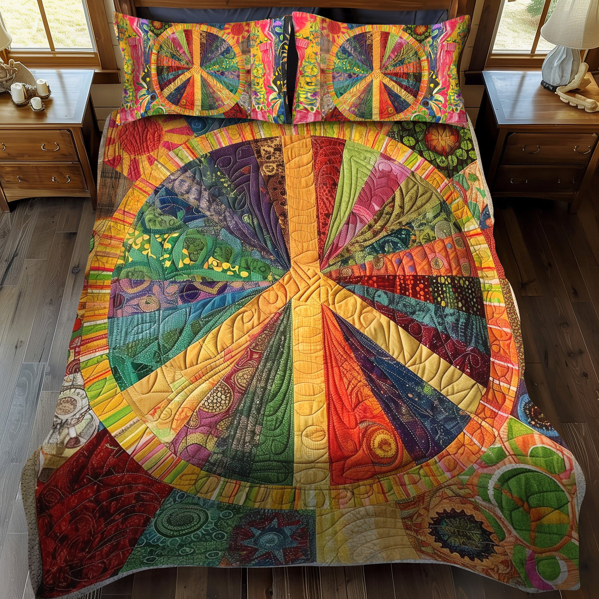 Hippie Sunbeam 3-Piece Quilted Bedding Set